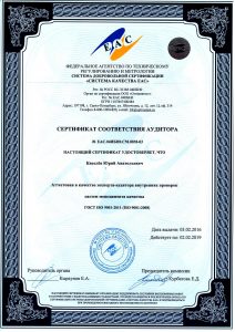 Сертификат аудитора Киселёв Ю.А.